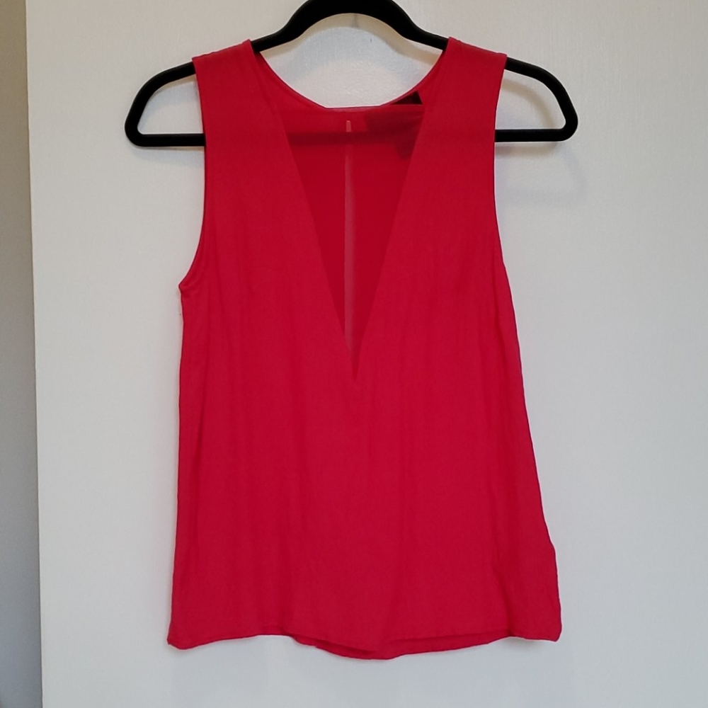 Pink H&M deep vneck blouse with open back